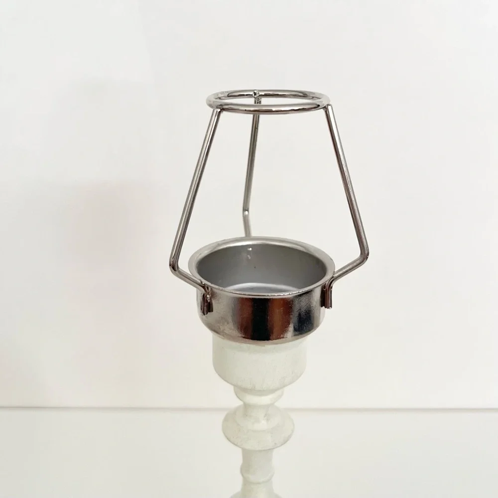 Vintage Avon Floral Tea Light Lamp Handpainted Frosted Glass Metal Victorian